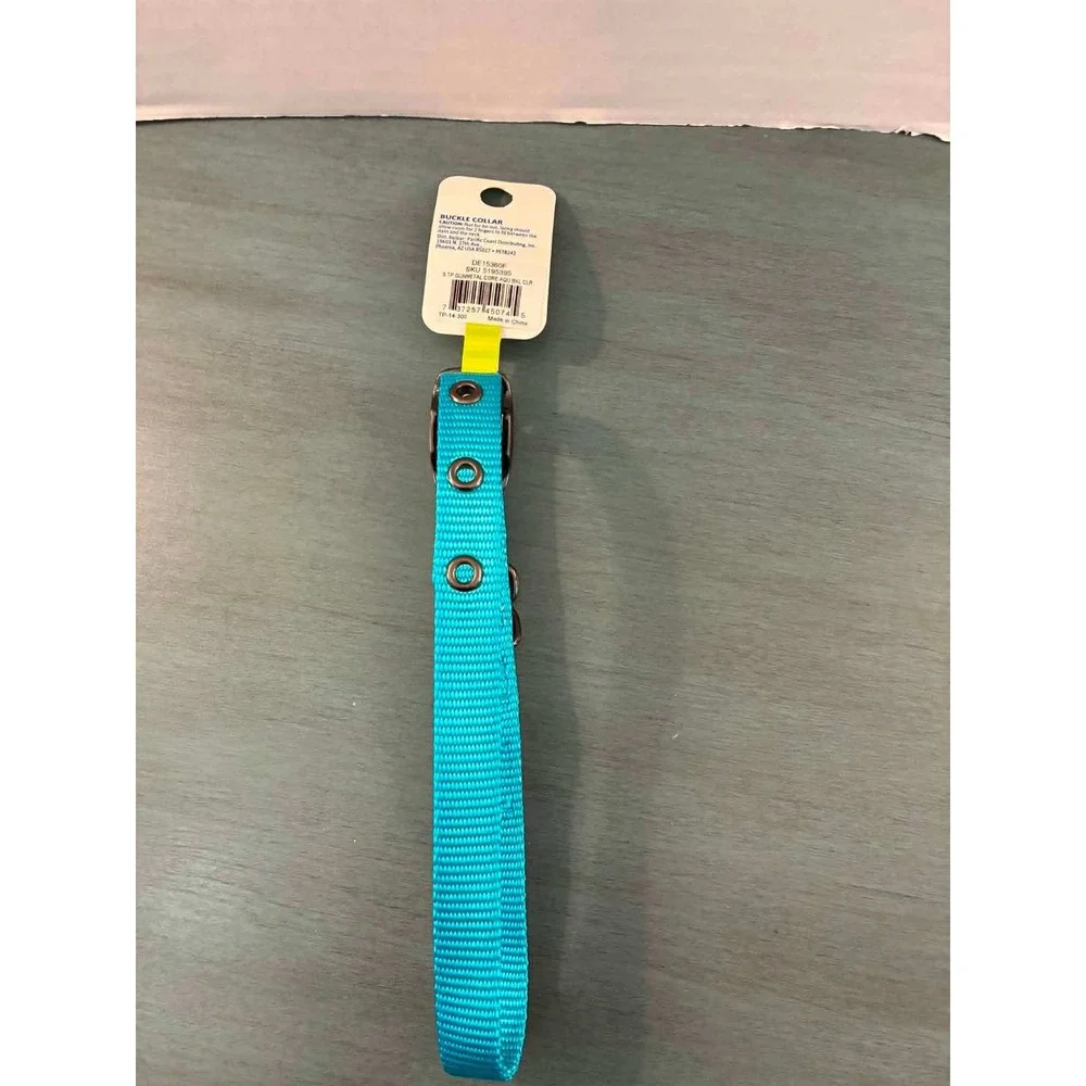 Top Paw Buckle Dog Collar Small Aqua Blue NWT Adjustable Nylon 12-16in